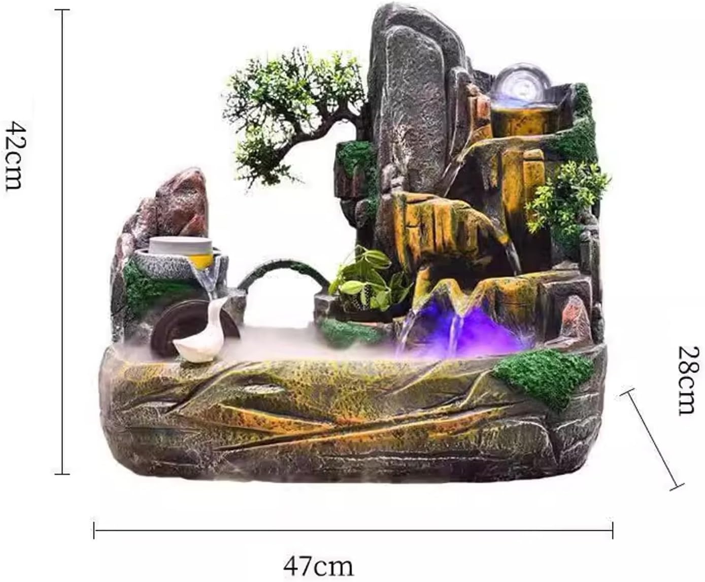 Indoor Water Fountain Living Room Fish Tank, Home Rockery, Fountain, and Water Dispenser Decoration, Zhaocai Landscape, Office Desktop Decoration Tabletop Wat,One Color-L