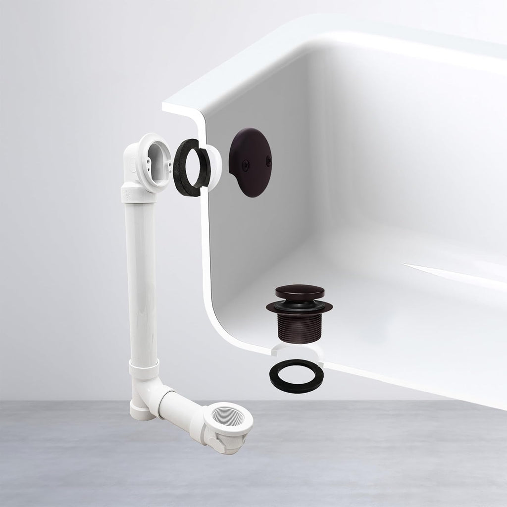 Westbrass D4932-4-12 1-1/2' x 12' Bath Waste & Overflow Assembly with Two-Hole Faceplate Cover and Tip-Toe Drain Plug - Sch. 40 PVC, Oil Rubbed Bronze (4-Pack)