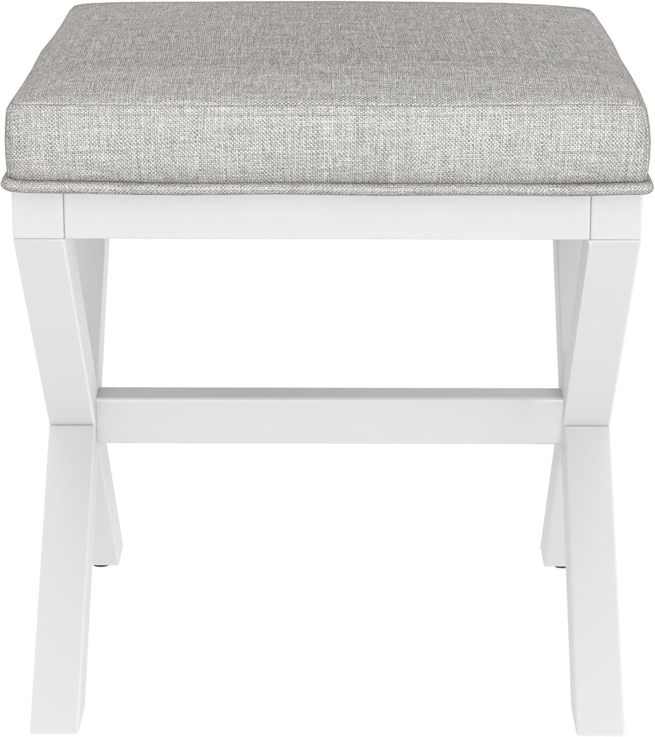 Hillsdale Somerset Backless Wood Vanity Stool for Makeup Room or Bathroom, White