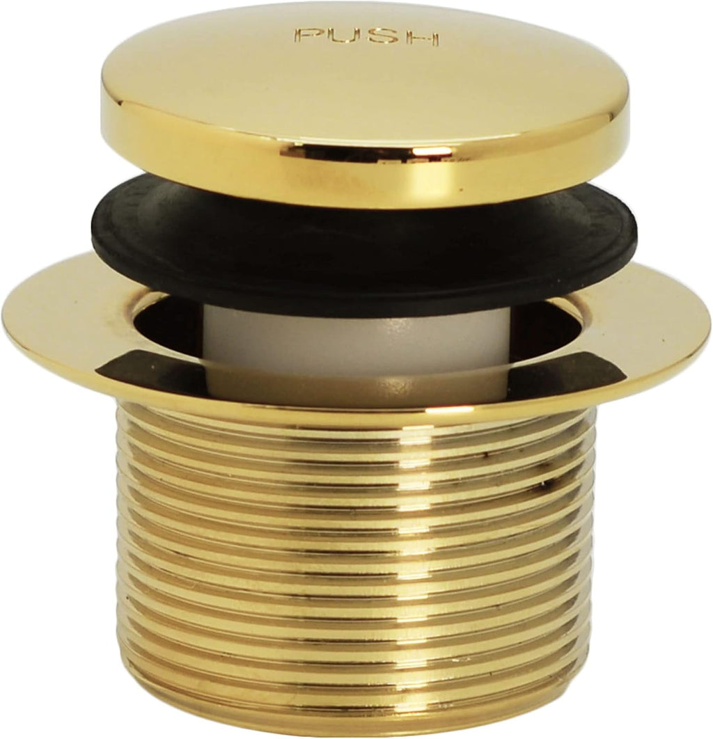 Westbrass A326-01 22-1/2' Brass Bath Waste & Overflow Assembly with Tip-Toe Drain Plug and 2-Hole Faceplate, Polished Brass