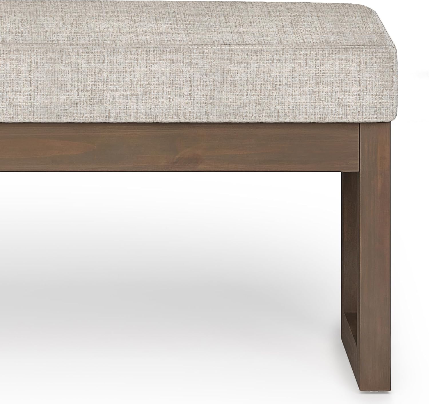 SIMPLIHOME Milltown Large Ottoman Bench - 44 inch Wide Upholstered Tweed Look Fabric Rectangle Footstool Ottoman in Platinum, Contemporary Bench for Bedroom or Entryway with Cushioned Seat, Assembled
