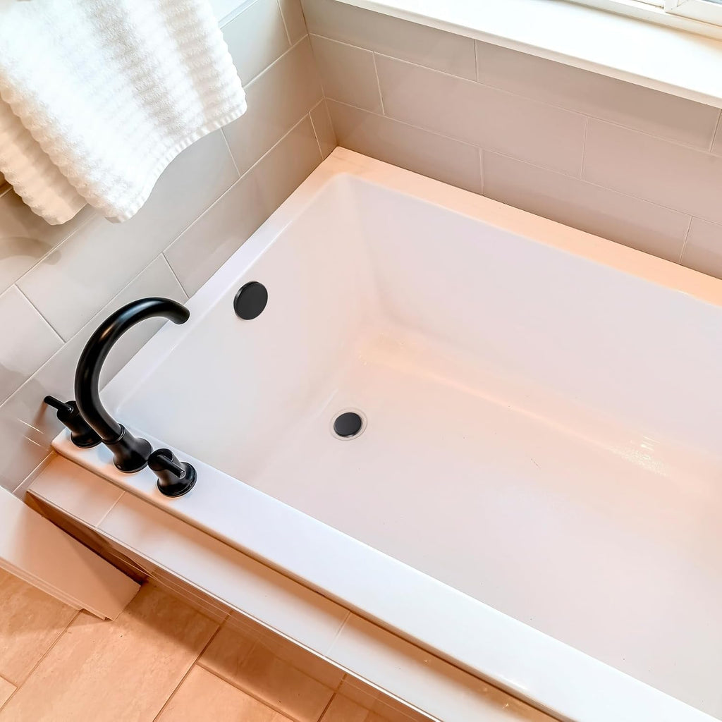 Westbrass A326HBJ-62 25' Brass Bath Waste & Overflow Assembly with European Tip-Toe Drain Plug and Illusionary Faceplate, Matte Black