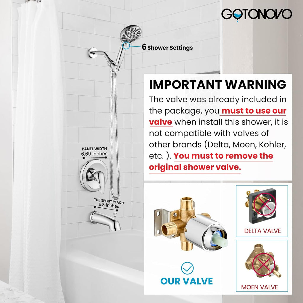 gotonovo 3 Hole 2 Handles Lavatory Basin Bathroom Sink Faucet with Shower Faucet Set Bathroom Shower Head and Handle Set Polished Chrome