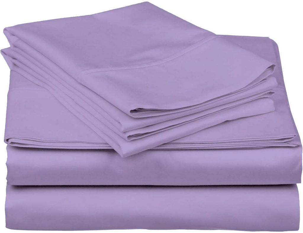 Cotton Home- 5 Pieces Split King Size Lavender Color Sheet Set – Soft Quality Luxury 18 Inch Deep Pocket & Bedding Set with Flat Sheet, Fitted Sheet, 2-Pillow Covers(20' x 30') Inches