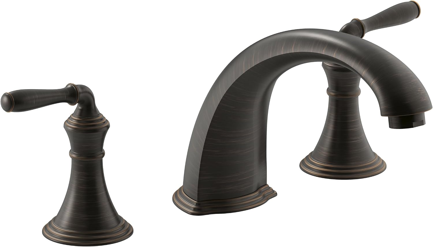 KOHLER T398-4-2BZ Devonshire Deck Mount Bath Faucet Trim, 3-Hole 2-Handle Bathtub Faucet, Nondiverter Spout, Oil-Rubbed Bronze