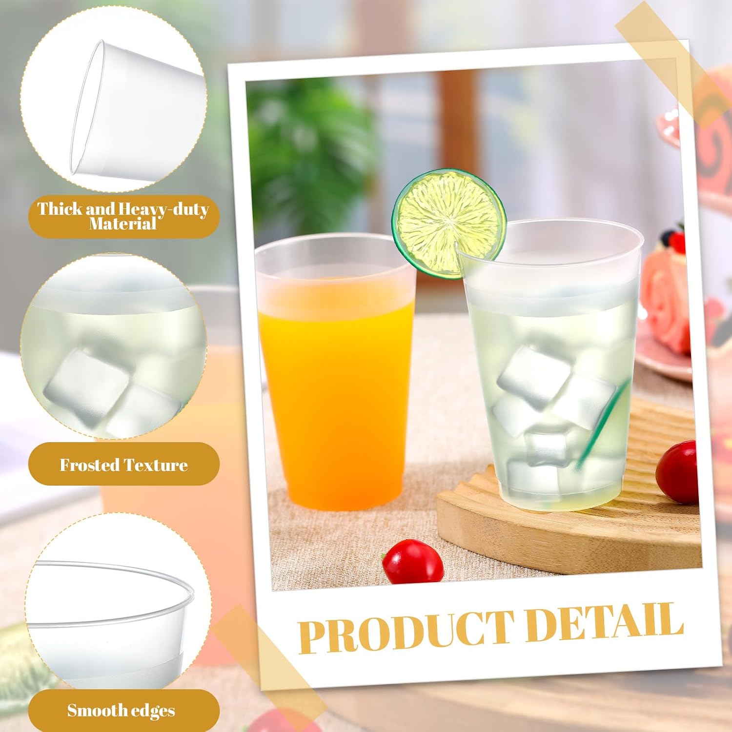 Jingmore 500 Pcs Frosted Plastic Cups Bulk - 12 oz Disposable Clear Drinking Frosted Cups for Stadium Events Home, Party, Birthday Supplies