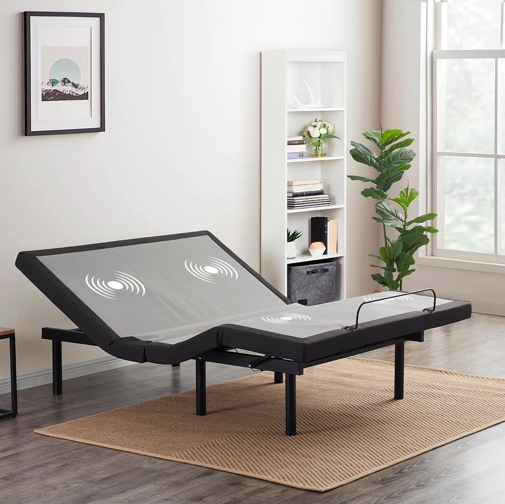 Nestl Queen Size Adjustable Massage Bed Frame with 8 Inch Green Tea Mattress and 4 Piece Bed Sheets Set - Adjustable Bed Base with Wireless Remote, USB and Head & Foot Massage - Fast & Easy Assembly