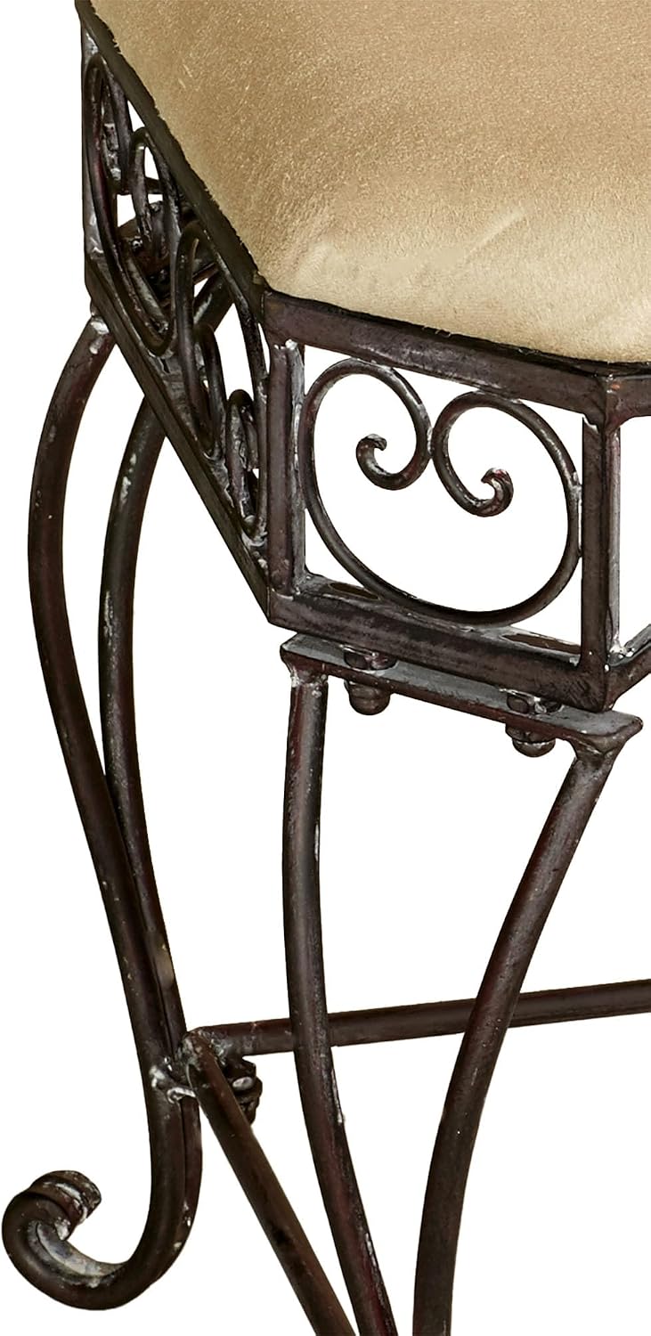 Touch of Class Aldabella Vanity Bench Tuscan Slate - Traditional Style - Handcrafted Metal - Painted by Hand - Elegant Furniture for Bedroom, Bathroom, Living Room, Kitchen - 20 Inches High