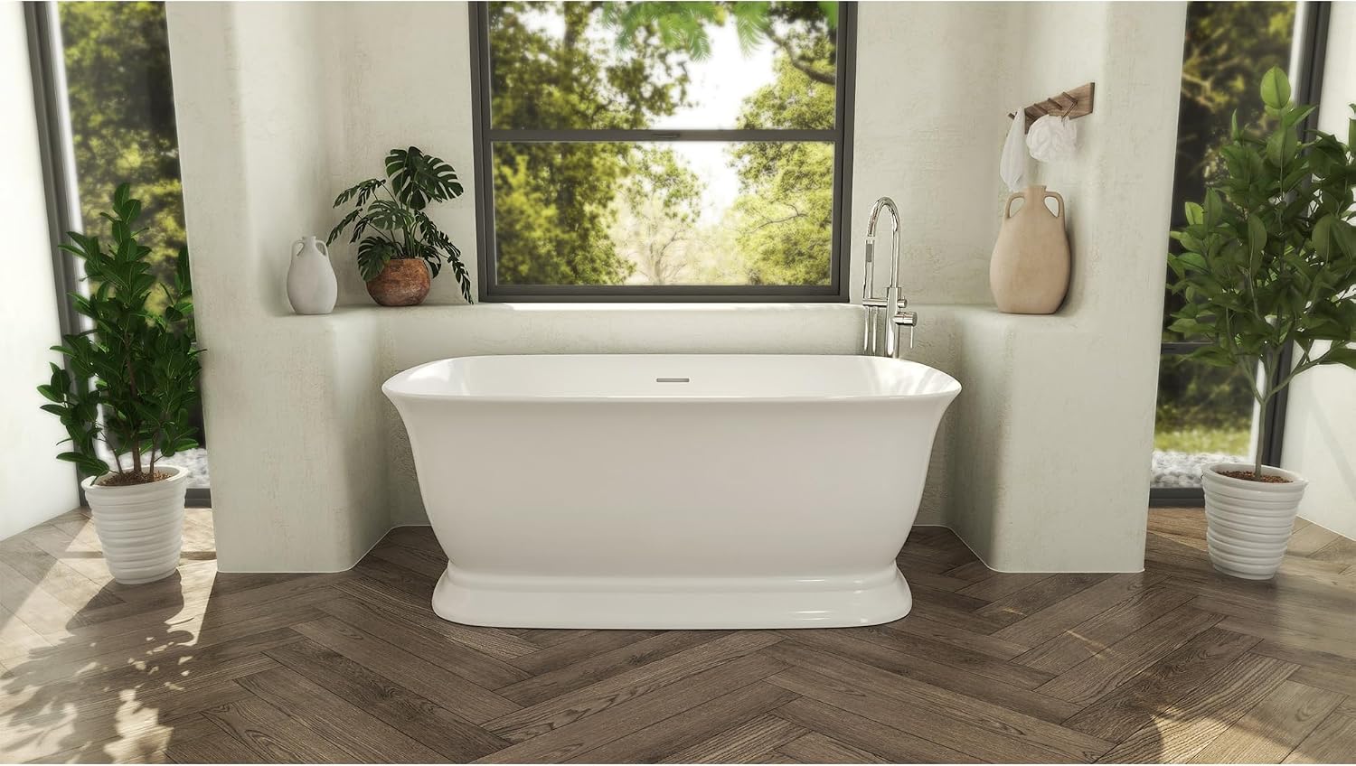 Ascend 59 in. L x 31-1/2 in. W x 23-5/8 in. H Freestanding Acrylic Bathtub, Chrome Drain