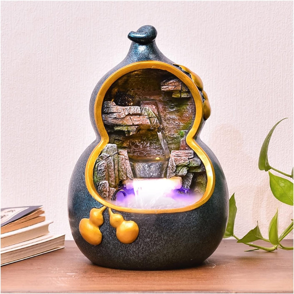 Desktop Fountain Indoor Resin Tabletop Fountain Gourd Flowing Water Decoration Feature Living Room Desktop Housewarming Opening Home Office Desk