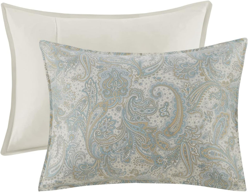 Harbor House 100% Cotton Duvet Cover, Ultra Soft, All Season Bedding Oversized Comforter Cover, Chelsea Paisley Blue King/Cal King (106'x90') 3 Piece