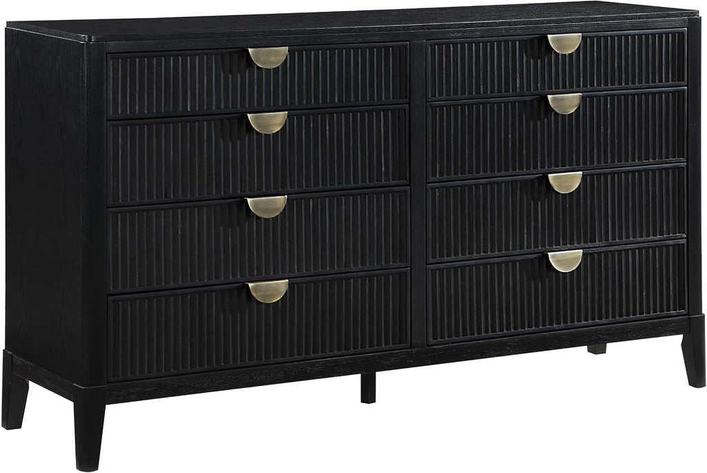 Coaster Home Furnishings Brookmead Transitional 4-Piece Bedroom Set Fabric Upholstered Queen Size Panel Bed Frame 60-inch Headboard Black 224710Q-S4
