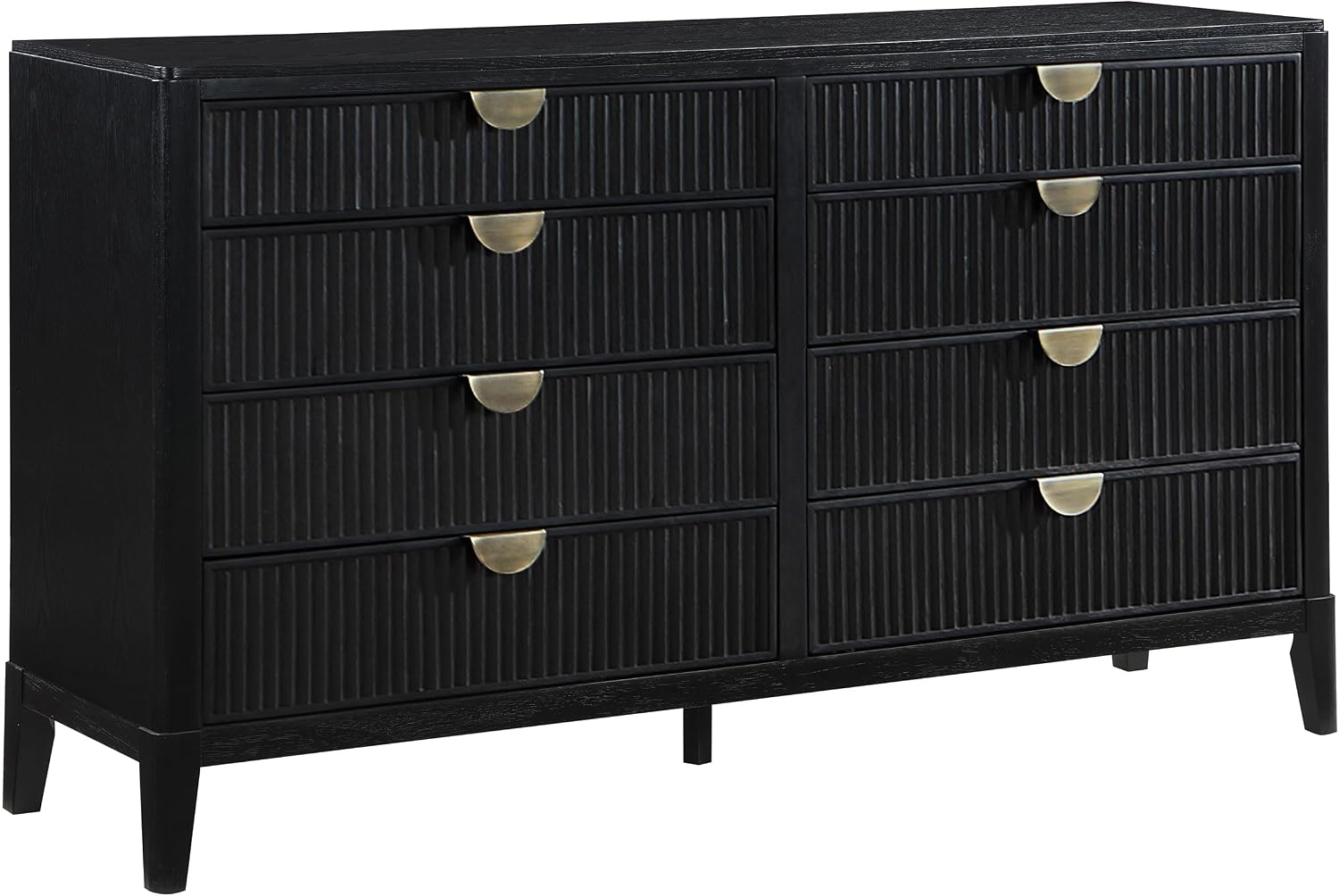 Coaster Home Furnishings Brookmead Transitional 4-Piece Bedroom Set Fabric Upholstered Queen Size Panel Bed Frame 60-inch Headboard Black 224710Q-S4