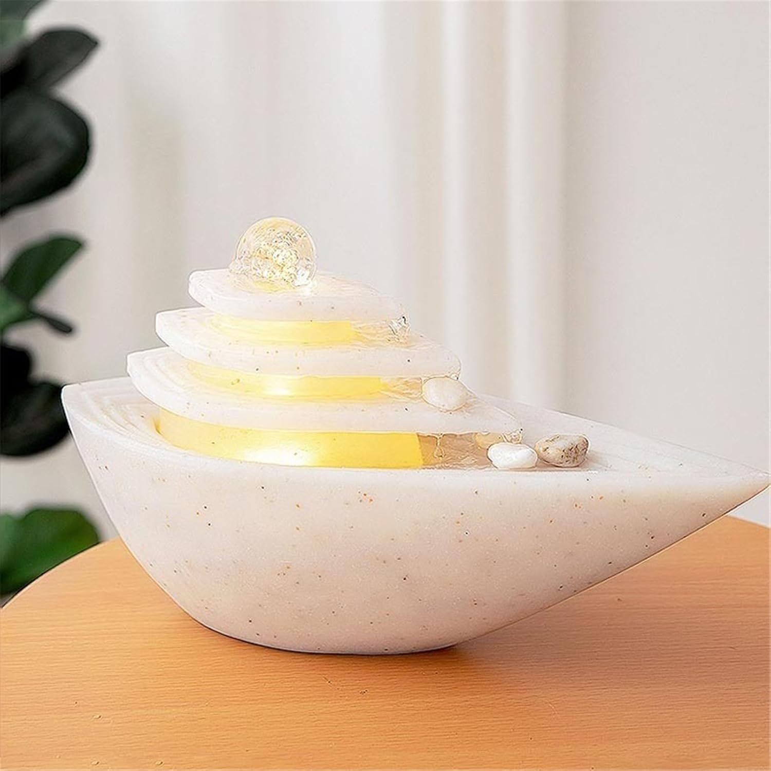 Tabletop Fountain Indoor Tabletop Water Fountain Rotating Ball Waterfall for Home Office Decor(Black)