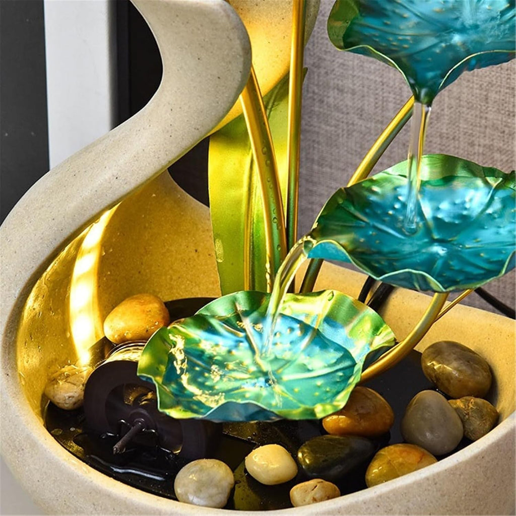 Tabletop Fountain Water Fountain 5 Tier Lotus Leaf Tabletop Fountain Relaxation Waterfall for Room Decoration