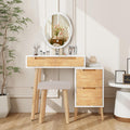 YOURLITE Makeup Vanity Desk with Lights, Small Vanity with 4 Drawers for Small Spaces, Dressing Table Set 3 Colors Adjustable Lighting Brightness Mirror