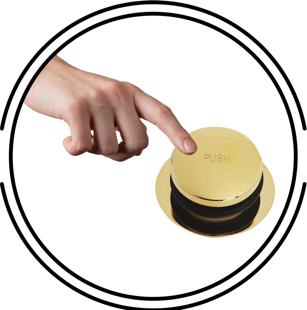 Westbrass A326-01 22-1/2' Brass Bath Waste & Overflow Assembly with Tip-Toe Drain Plug and 2-Hole Faceplate, Polished Brass