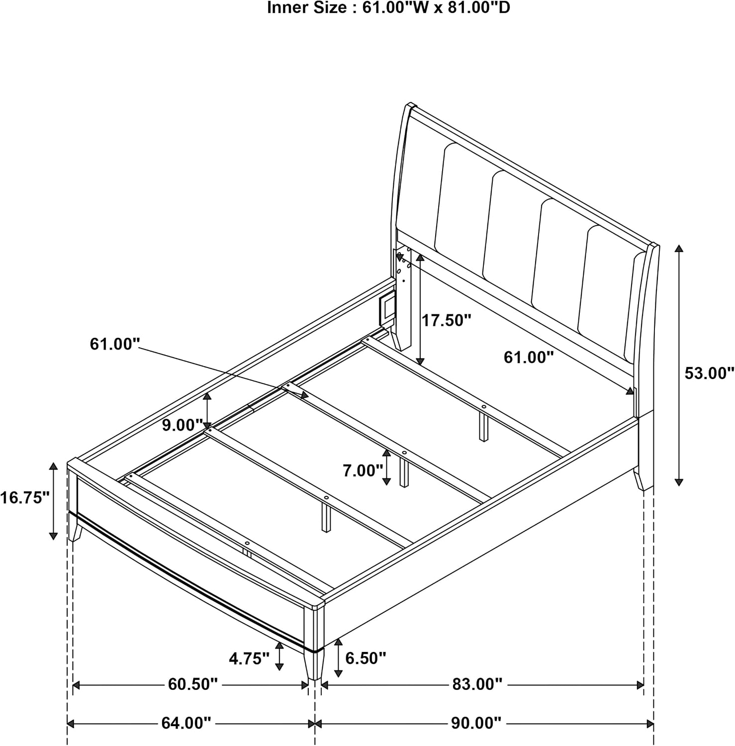Coaster Home Furnishings Granada Transitional 4-Piece Bedroom Set Fabric Upholstered Queen Size Panel Bed Frame 53-inch Headboard Natural Pine 224921Q-S4