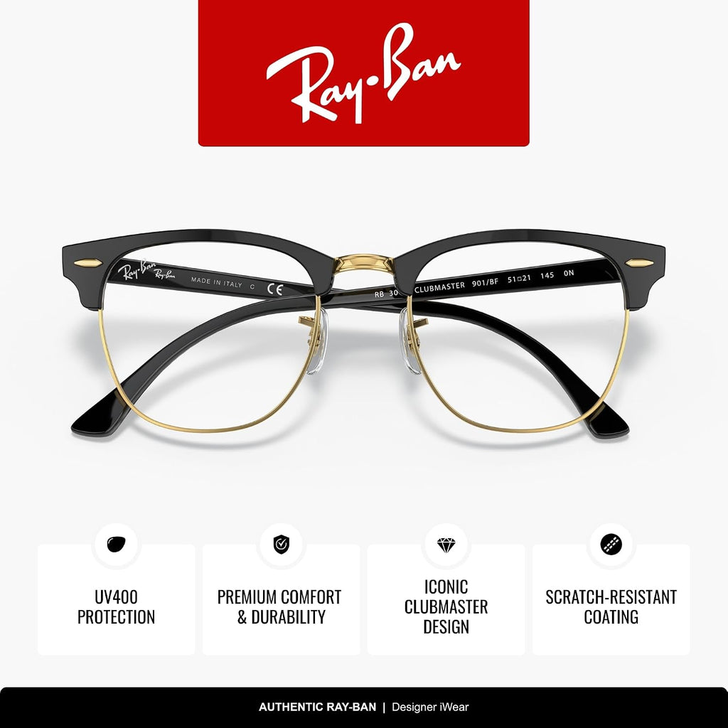 Ray-Ban RB3016 Clubmaster Classic Square Sunglasses for Men for Women