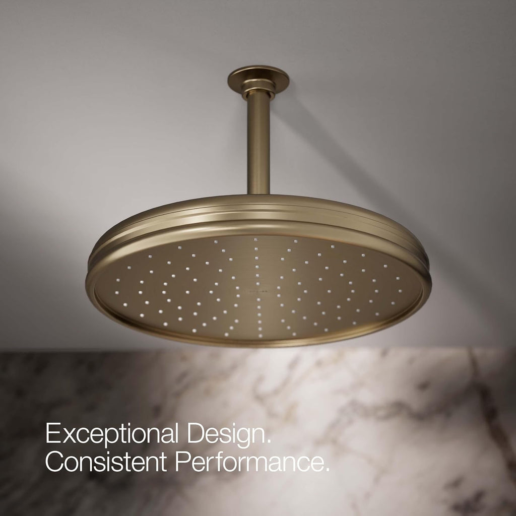 KOHLER 13694-BV Traditional Round Rain Showerhead with Katalyst Air Induction Spray, 2.5 GPM, 12-Inch, Vibrant Brushed Bronze
