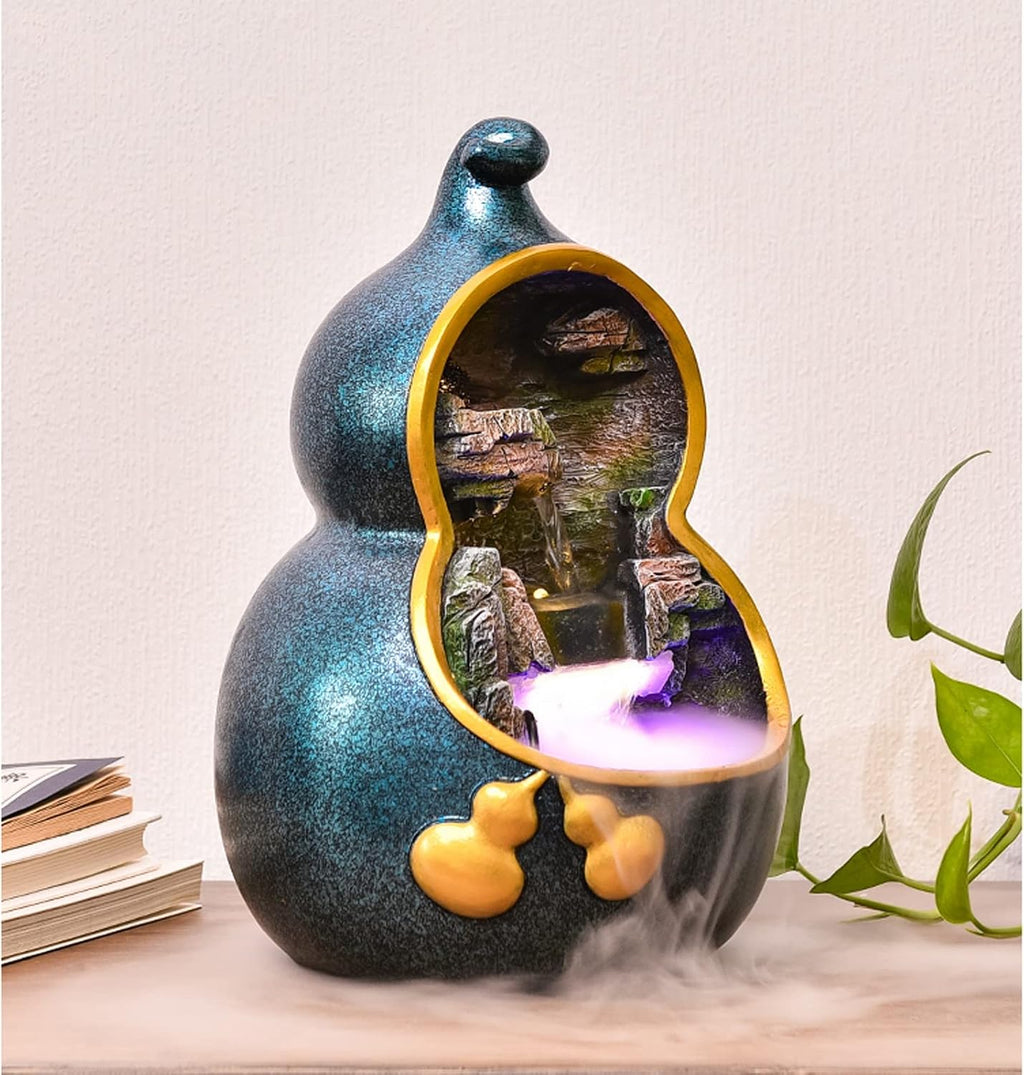Desktop Fountain Indoor Resin Tabletop Fountain Gourd Flowing Water Decoration Feature Living Room Desktop Housewarming Opening Home Office Desk