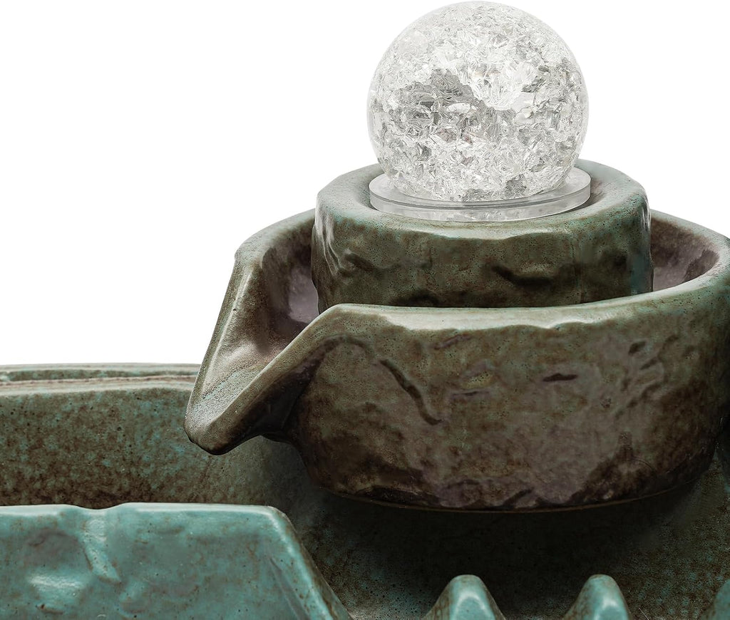Indoor Fountain Rockery Tabletop Fountain with an Atomizer Elaxation Water Feature Meditation Desktop Fountains for Home Office Decor or Giving 16' x 5'' x 13'' with LED Light & Fish Tank