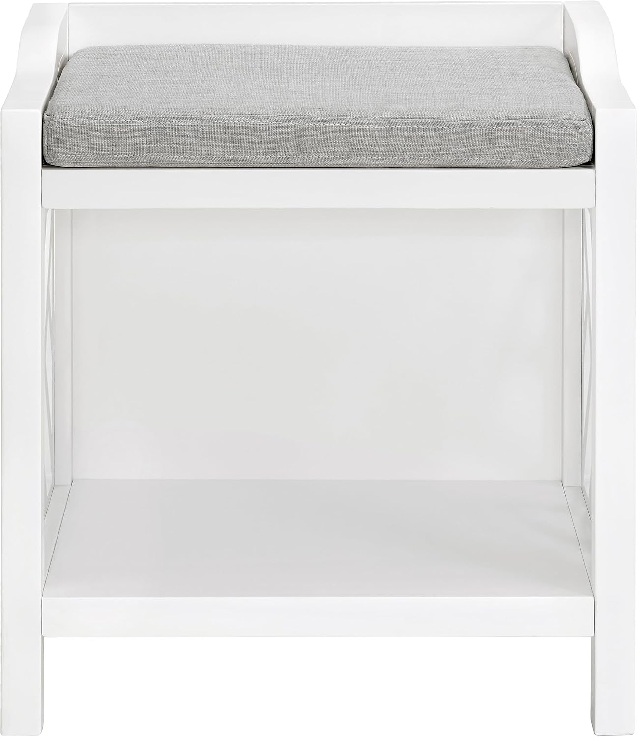 Alaterre Furniture Coventry Bench Stool with Cushion - Pine Wood Bench for Entryway or Bathroom Storage - Use as Shoe Rack, Vanity Chair and More (White)