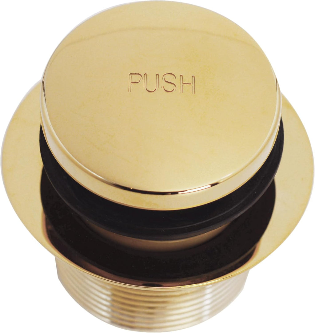 Westbrass A326-01 22-1/2' Brass Bath Waste & Overflow Assembly with Tip-Toe Drain Plug and 2-Hole Faceplate, Polished Brass