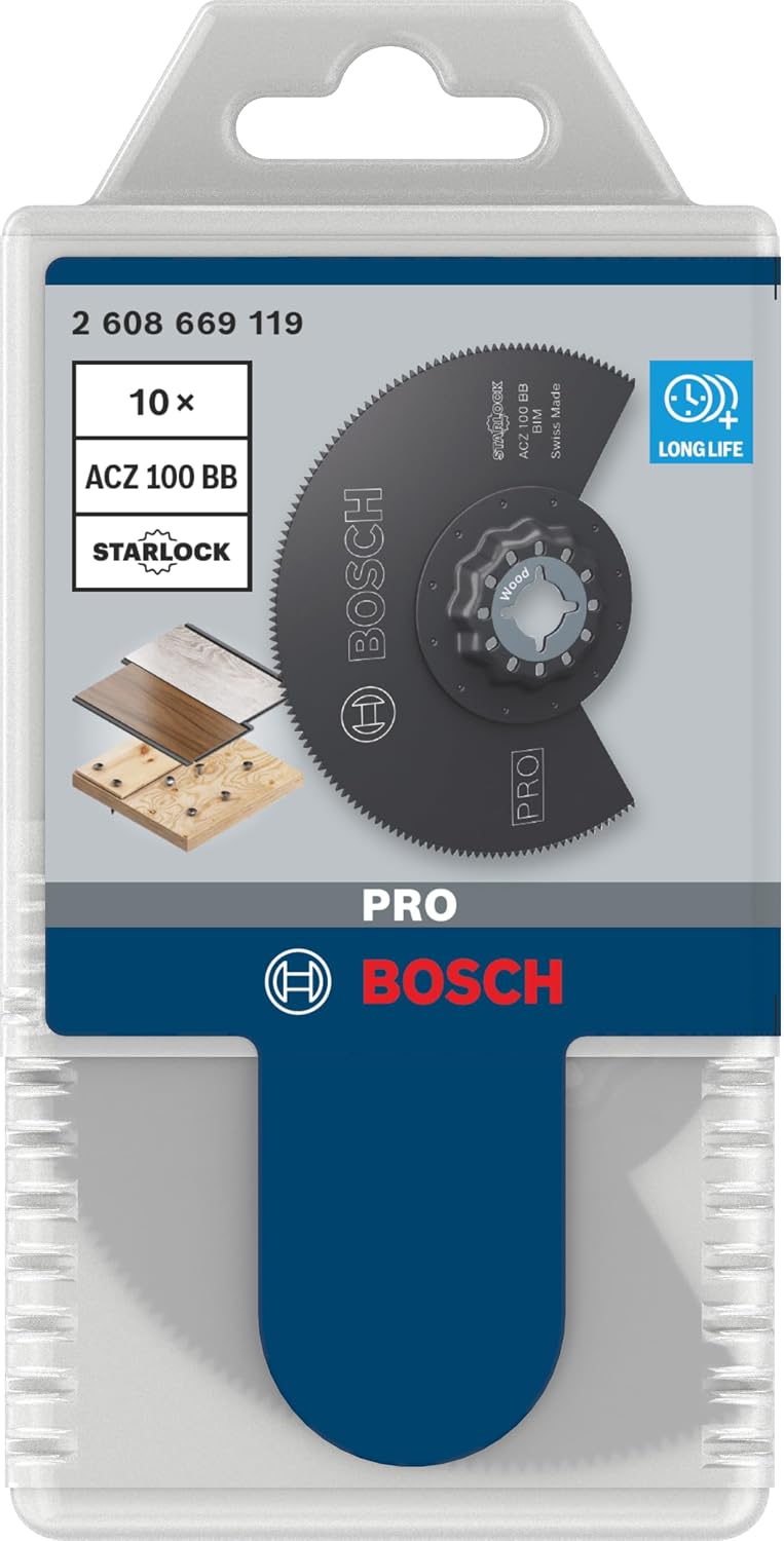 Bosch 10x PRO Multi Material ACZ 100 BB Multitool Blade (for Solid Laminate Vinyl, PVC, Wood with Nails, Ø 100 mm, Professional Accessory Multitool)