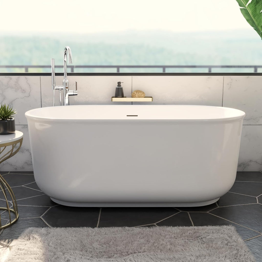 Alliance Pro 59 in. L x 31-1/2 in. W x 23-5/8 in. H Freestanding Acrylic Bathtub, Matte Black Drain