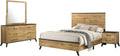 Benzara Wemy 4 Piece Queen Size Bed Set, Rustic Brown Pine Wood, Tapered Legs