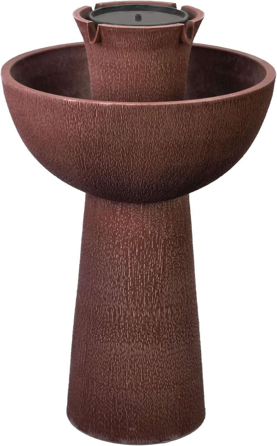 Bernini Alba Cordless Water Fountain, 26' Battery Powered Water Fountains with 3-in-1 Finial, Outdoor or Indoor for Garden, Patio, Porch, & Home, Water Fountain Tower & Planter for Backyard (Taupe)