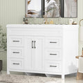 Bathroom Vanity with Double Sink, 48 inch Modern Bathroom Storage Cabinet with Undermount Ceramic Sink, Soft Closing Doors and 6 Drawers, White