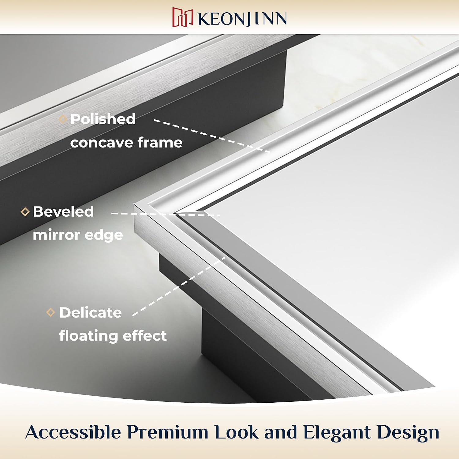 Keonjinn 21' x 27' Medicine Cabinet for Bathroom, Silver Recessed or Surface Wall-Mounted Aluminum Alloy Framed Beveled Mirror with Storage, Mirrored Cabinets with 2 Adjustable Shelves for Bath Modern