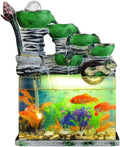 Staggered Lotus Cascading Fountain 5-Tiered Falls Tabletop Water Fountain and Fish Tank for Home Office Decor(M)