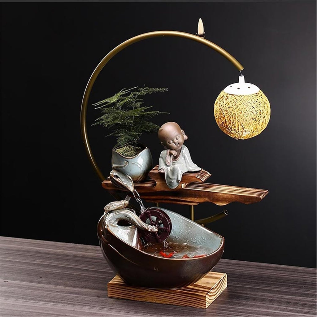 Tabletop Fountain Waterfall Fountain Ceramic Water Ornaments Chinese Landscape Home Decor