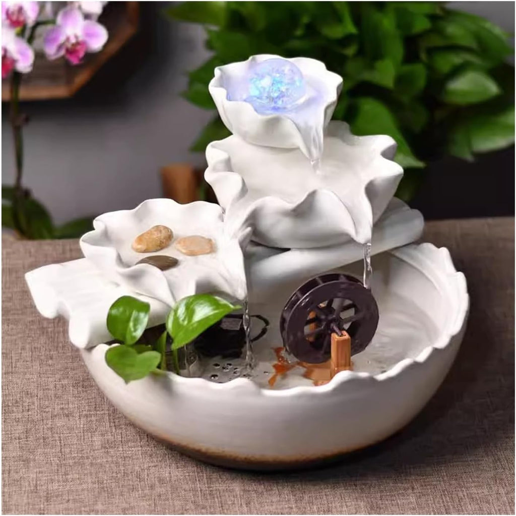 Indoor Fountain Home Creative Wealth Attraction Decoration Desktop Crystal Beads Moisturizing Fountain Fish Tank Gift Ceramic Desktop Decoration Tabletop Fountains Decor