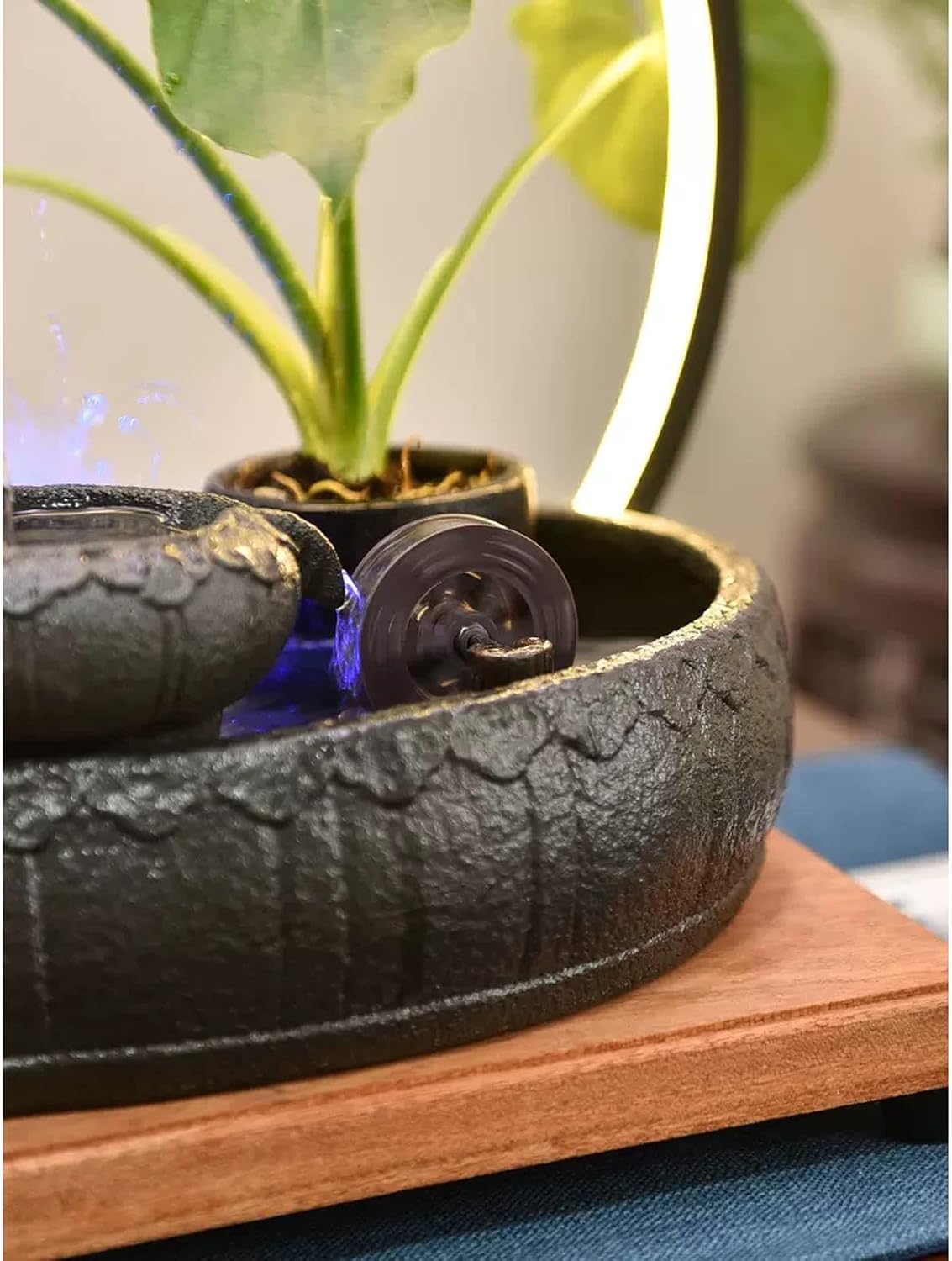 Desktop Fountain Ceramic Tabletop Fountain Indoor Mini Water Feature for Home Decoration Table Desk Office Patio