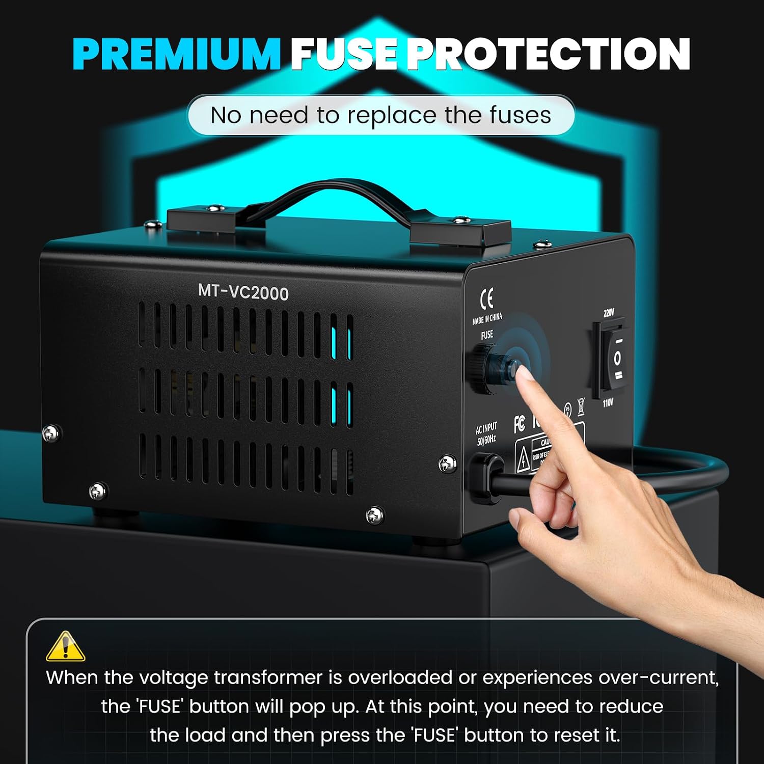 2000W Voltage Converter Transformer(110V to 220V or 220V to 110V) Step Up/Down Converter 110/120 Volt - 220/240 Volt w/US Power Cord,Circuit Breaker Protection, LCD Screen Display
