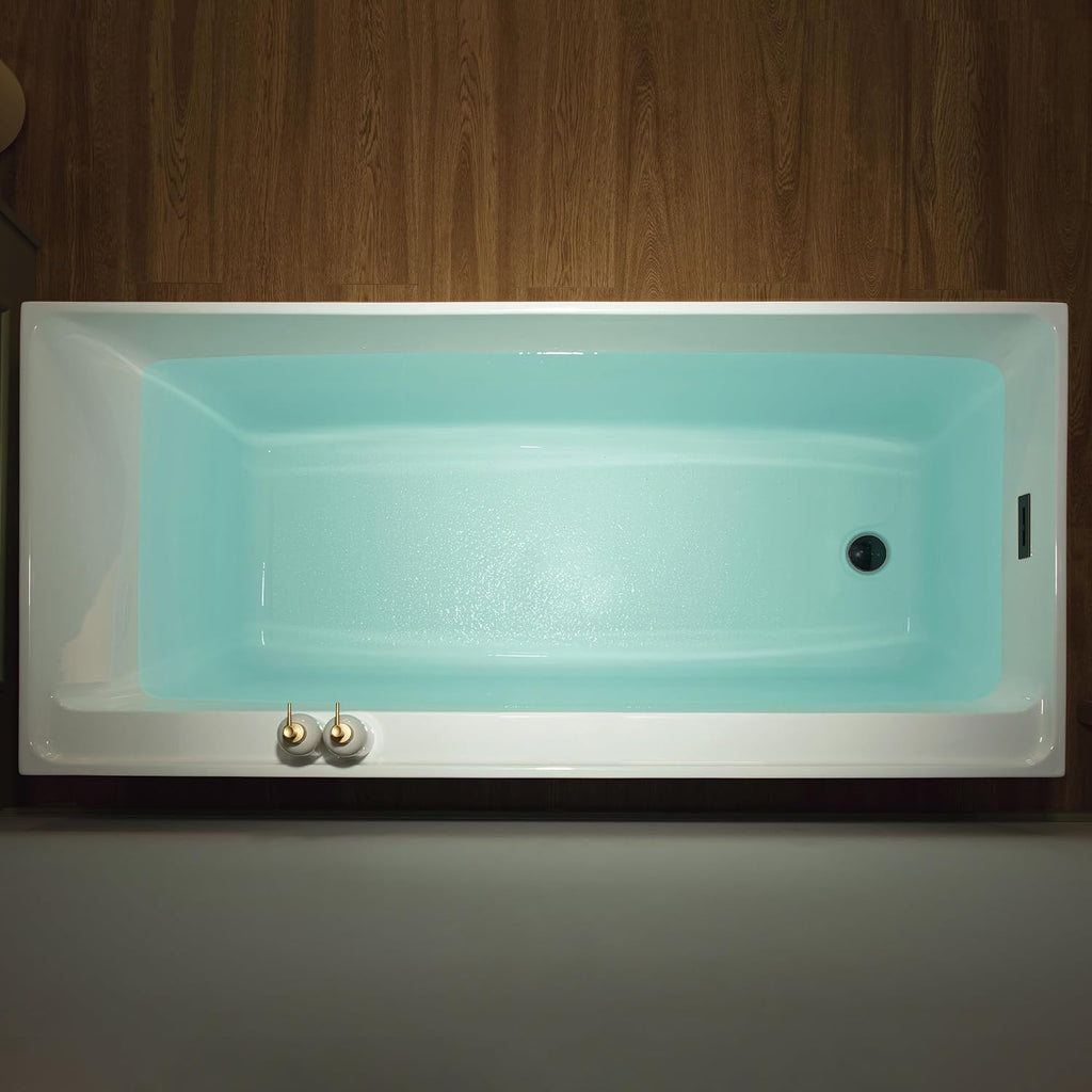 WOODBRIDGE 66-7/8' L x 31-1/2' W Freestanding Contemporary Soaking Bathtub with Oil-Rubbed Bronze Drain & Overflow, White, B6710-ORB
