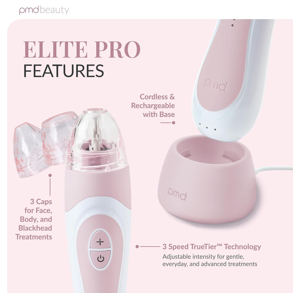 PMD Beauty Personal Microderm Elite Pro - At-Home Use, Facial Exfoliator Tool, Microdermabrasion Machine Kit for Face and Body Skincare