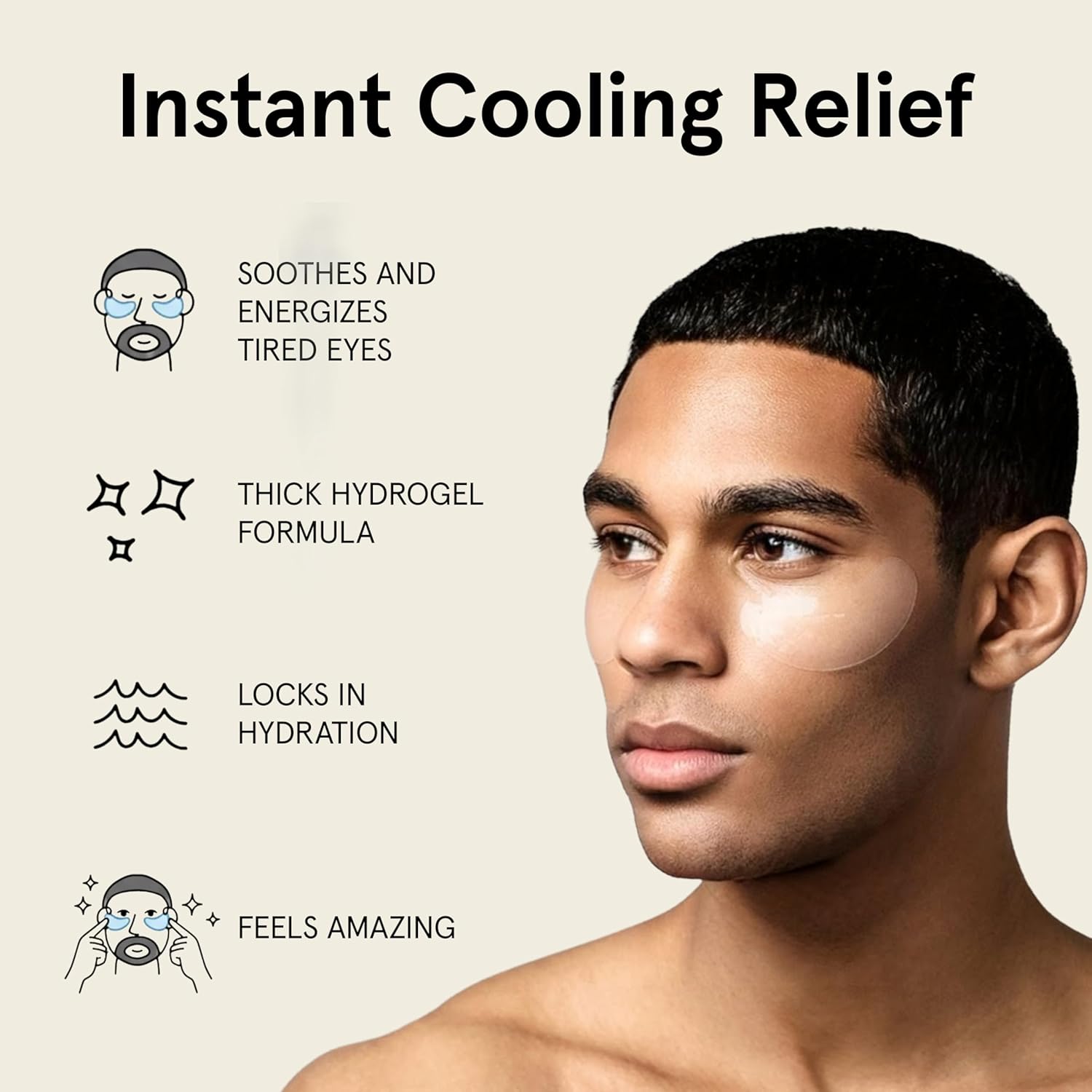 JAXON LANE BRO MASK Under Eye Patches for Men - Cooling Eye Patches for Dark Circles and Puffiness with Caffeine, Niacinamide, Hyaluronic Acid (4 x 6 Pairs)