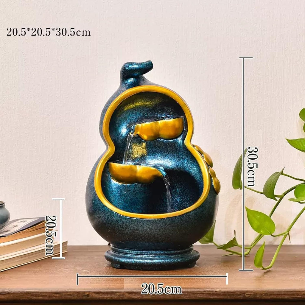 Desktop Fountain Indoor Tabletop Fountain Resin Gourd Shape Flowing Water Decoration Feature Home Office Living Room Desktop Housewarming Opening