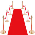 VEVOR Stanchions and Velvet Ropes 8Pcs, Hollow Base with Stainless Steel Post & 32.81ft Carpet, 6 Red Velvet Ropes, Crowd Control Barriers Gold Stanchions, Red Carpet Runner Poles for Party Supplies