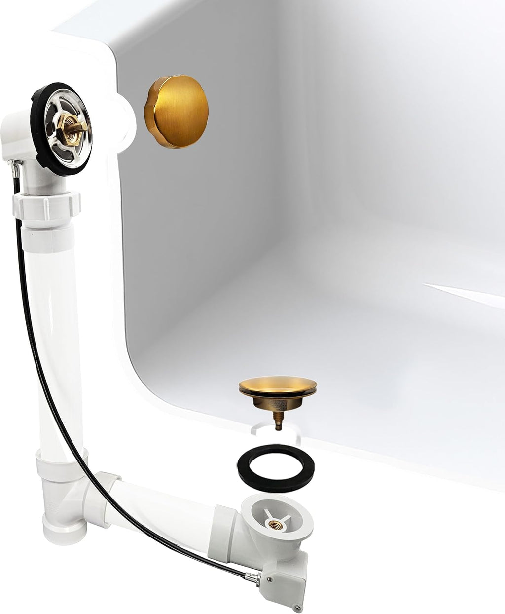 Westbrass A50P45BJ-18 1-1/2' Sch. 40 PVC 45' Cable Driven Bath Waste Kit with Ball Joint Head and Brass Trim Drain Kit, Brushed Bronze