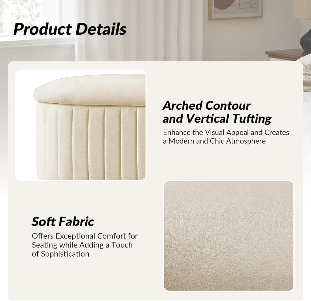 50.5' Velvet Storage Ottoman Bench with Gold-Toned Legs, Luxury Upholstered End of Bed Multi-Functional Footrest & Seat for Bedroom & Entryway