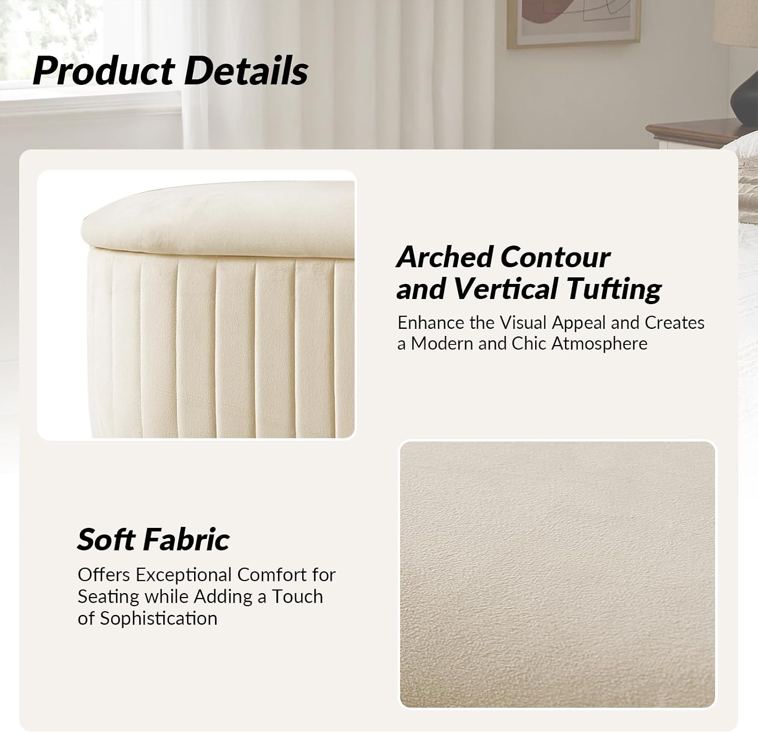 50.5' Velvet Storage Ottoman Bench with Gold-Toned Legs, Luxury Upholstered End of Bed Multi-Functional Footrest & Seat for Bedroom & Entryway