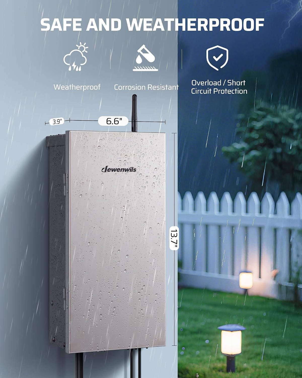 DEWENWILS 300W Matter Smart Low Voltage Landscape Transformer with 3 Independent Outputs, 120V AC to 12V/14V AC, Works with Apple Home, Alexa & Google Home,2.4GHz Wi-Fi only for Landscape Lighting