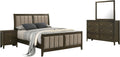 Coaster Home Furnishings Wilkes Transitional 4-Piece Bedroom Set Fabric Upholstered Queen Size Panel Bed Frame 51-inch Headboard Dark Cocoa 224421Q-S4