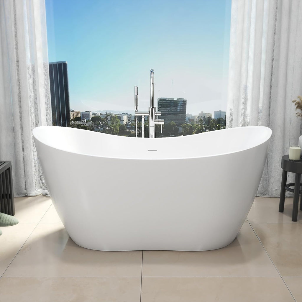 DreamLine Nile 71 inch L x 29 1/8 inch W x 28 3/4 inch H Freestanding Acrylic Bathtub with Oil Rubbed Bronze Drain